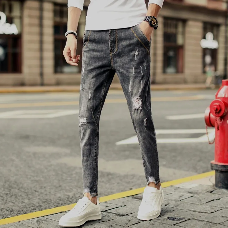 Spring Autumn 2022 Elastic All-match Ankle Length Pants Men's Slim Feet Pants Casual Trendy Brand Trousers Korean Ripped Pants
Spring Autumn 2022 Elastic All-match Ankle Length Pants Men's Slim Feet Pants Casual Trendy Brand Trousers Korean Ripped Pants