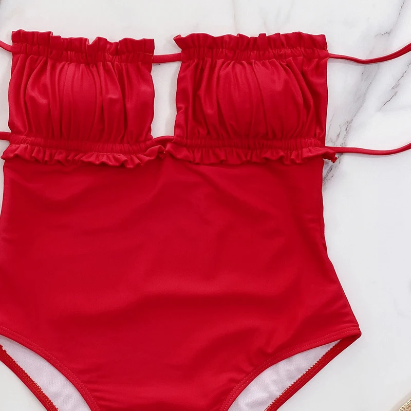Red One Piece Swimsuit Ruched Backless Tie up Strapless Bathing Suit Sexy Beach Wear Women Summer Fashion Holiday Bikini
Red One Piece Swimsuit Ruched Backless Tie up Strapless Bathing Suit Sexy Beach Wear Women Summer Fashion Holiday Bikini