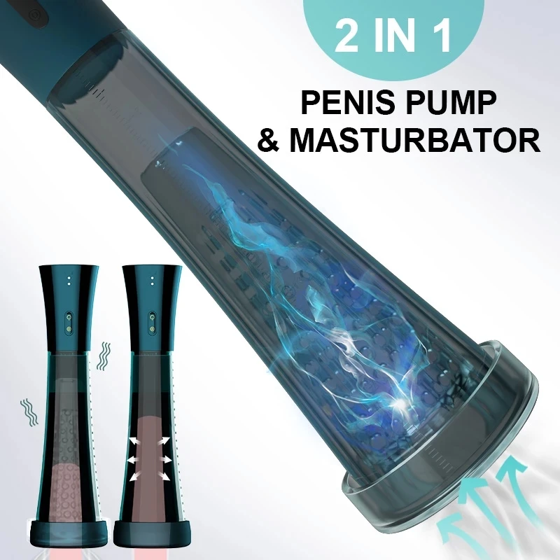 

2 IN 1 Electric Male Penis Pump Vacuum Pump Masturbator Penile Enlargement Enhancer Erection Trainer Adult Tool Sex Toys for Men