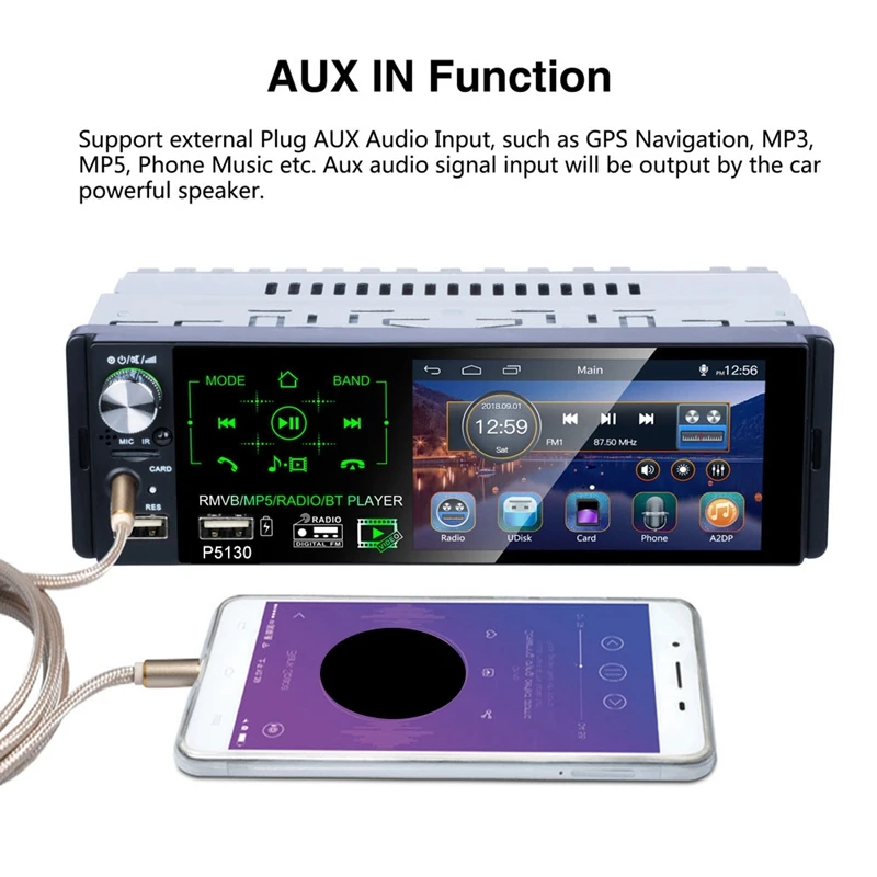 P5130 Car Radio MP5 Player 1 Din Autoradio 4.1 Inch Touchscreen Car Stereo Player Bluetooth RDS
P5130 Car Radio MP5 Player 1 Din Autoradio 4.1 Inch Touchscreen Car Stereo Player Bluetooth RDS