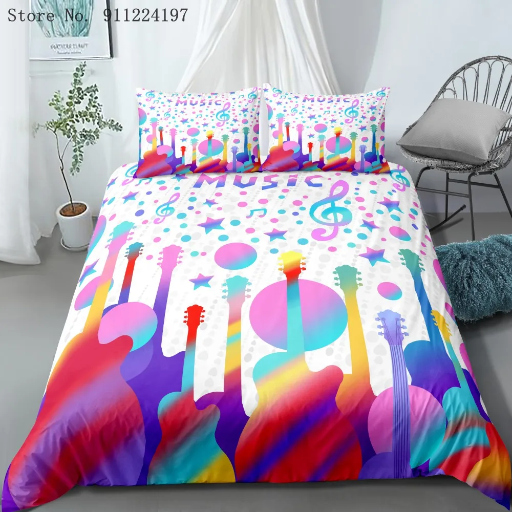 Colorful Bedding Set 3D Print Music Guitar Duvet Cover Set Bed Linen Single Double Queen King Size Quilt Cover Luxury Bedclothes
Colorful Bedding Set 3D Print Music Guitar Duvet Cover Set Bed Linen Single Double Queen King Size Quilt Cover Luxury Bedclothes