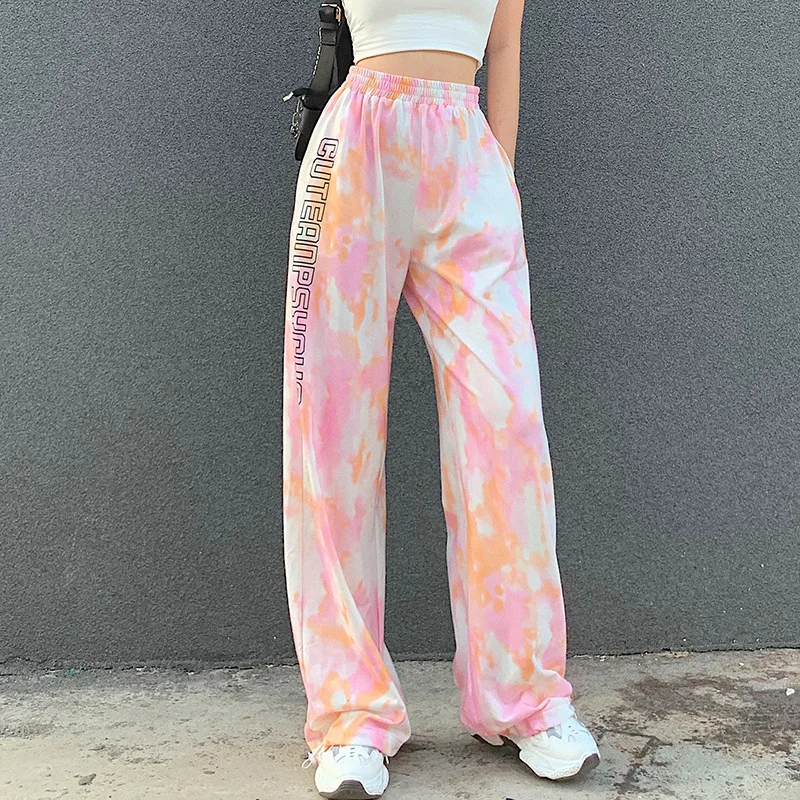2020 Autumn Women Tie Dye Print Loose High Waist Trousers Straight Sweatpants Casual Wide Leg Pants Harajuku Joggers Streetwear
2020 Autumn Women Tie Dye Print Loose High Waist Trousers Straight Sweatpants Casual Wide Leg Pants Harajuku Joggers Streetwear