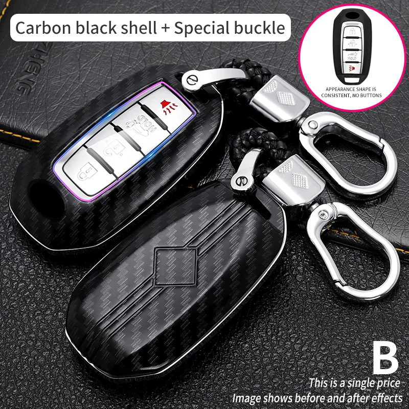 

Car Key Case Cover Key Bag For Infiniti QX50 QX60 Q70L 2020 Smart Remout Key Protect Shell Accessories Car-Styling Keychain