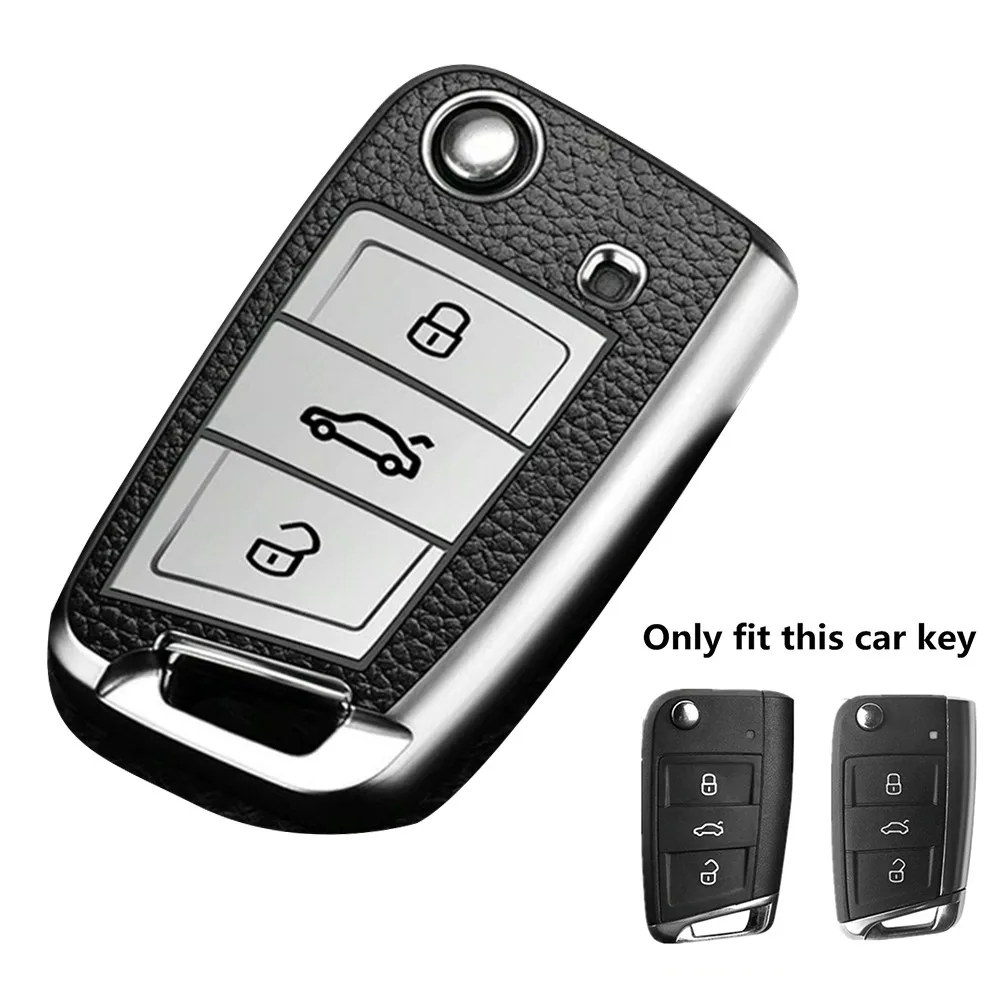 Silver/Leather Car Key Fob Case Cover For Golf MK7 Tiguan Passat Skoda Key Protector
Silver/Leather Car Key Fob Case Cover For Golf MK7 Tiguan Passat Skoda Key Protector