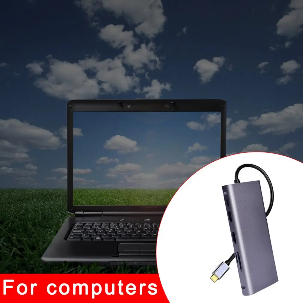 Type C To Dual Hdmi Vga Tf Card 4-port Usb Hub Eleven In One Grey Charging 4k Output Data Transmission 
Type C To Dual Hdmi Vga Tf Card 4-port Usb Hub Eleven In One Grey Charging 4k Output Data Transmission