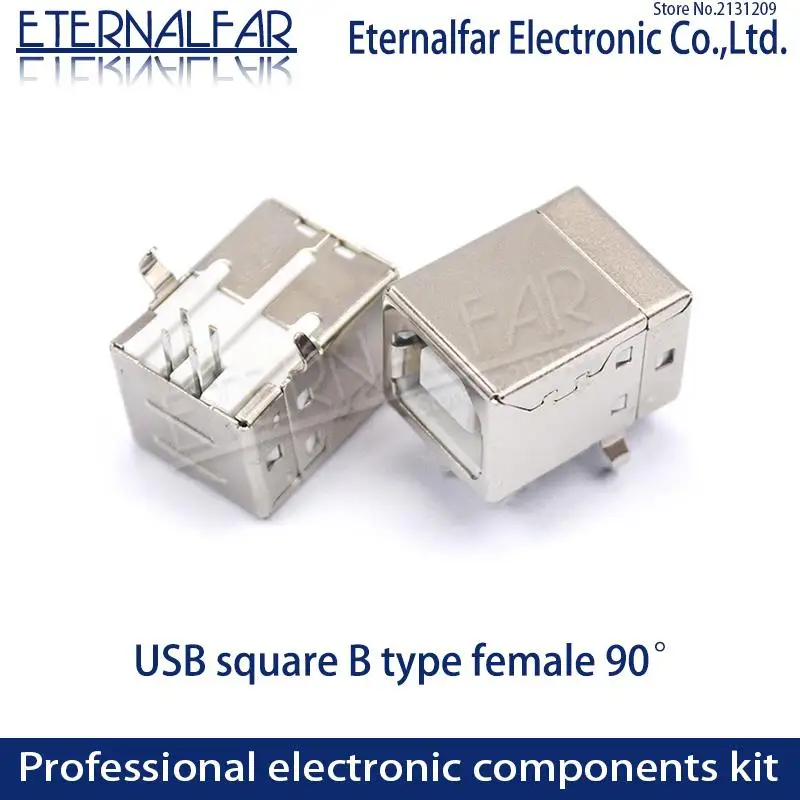 USB 2.0 Square Type B Female 90 Degree D mouth Bent foot Printer Interface Connector Socket Straight Needle Welding Wire PCB DIY
USB 2.0 Square Type B Female 90 Degree D mouth Bent foot Printer Interface Connector Socket Straight Needle Welding Wire PCB DIY