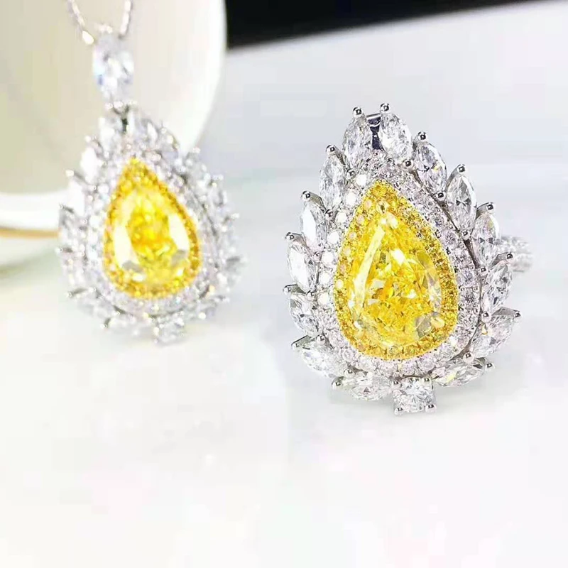 Новинка Модные Ювелирные наборы в виде капли воды инкрустированные желтыми