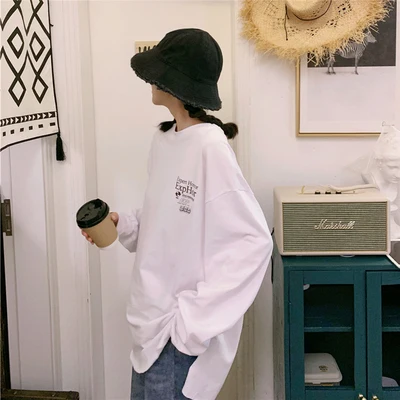 Long Design Korean Style Oversize Loose Casual Letter Printed Basic Hot Sale 2020 Fashion Basic Long Sleeve Women Tops T-shirts
Long Design Korean Style Oversize Loose Casual Letter Printed Basic Hot Sale 2020 Fashion Basic Long Sleeve Women Tops T-shirts