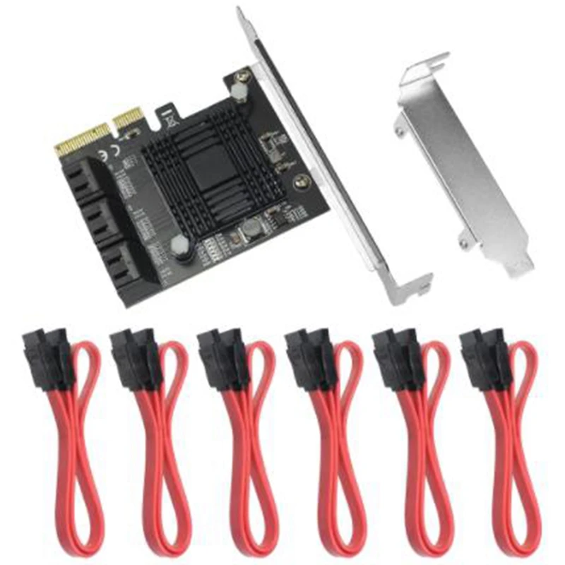 Карта PCIe SATA 6 портов 6 Гбит/с SATA 3,0 PCIe карта с 6 кабелями SATA стандартная для настольных компьютеров
Карта PCIe SATA 6 портов 6 Гбит/с SATA 3,0 PCIe карта с 6 кабелями SATA стандартная для настольных компьютеров