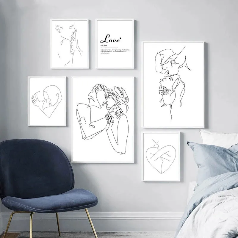 Line Drawing Couple Kiss Abstract Poster Wall Art Canvas Print Black White Simple Painting Decorative Picture Modern Home Decor
Line Drawing Couple Kiss Abstract Poster Wall Art Canvas Print Black White Simple Painting Decorative Picture Modern Home Decor