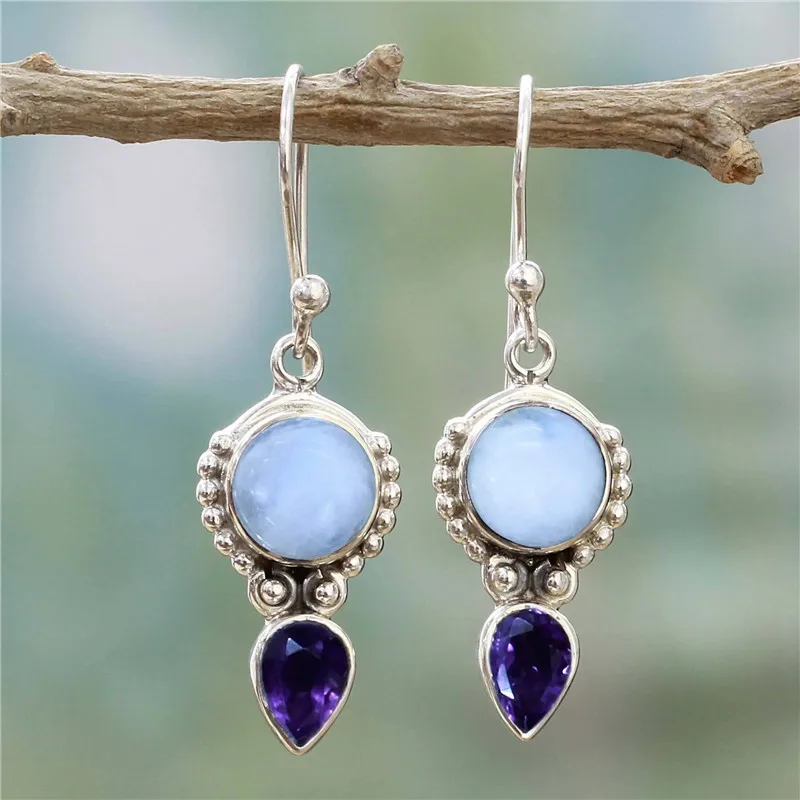 Luxury Vintage Round Moonstone Dangle Earrings Exaggerated Water Drop Pear Shape Amethyst For Women Exquisite Wedding Jewelry
Luxury Vintage Round Moonstone Dangle Earrings Exaggerated Water Drop Pear Shape Amethyst For Women Exquisite Wedding Jewelry