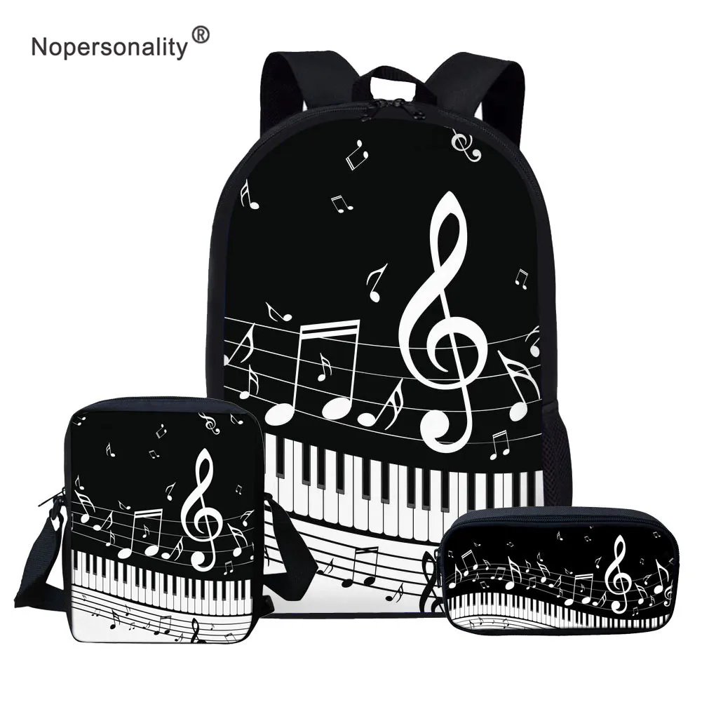 

Школьные ранцы Nopersonality с принтом музыкальных нот для подростков мальчиков девочек гитарное пианино студенческий школьный портфель сумка д...