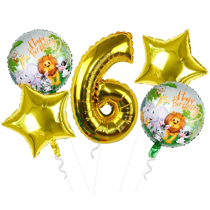 5pcs/set Gold Number Star Foil Balloons Animal Happy Birthday Globos Digital Helium Ballons for Kids Birthday Party Decorations
5pcs/set Gold Number Star Foil Balloons Animal Happy Birthday Globos Digital Helium Ballons for Kids Birthday Party Decorations