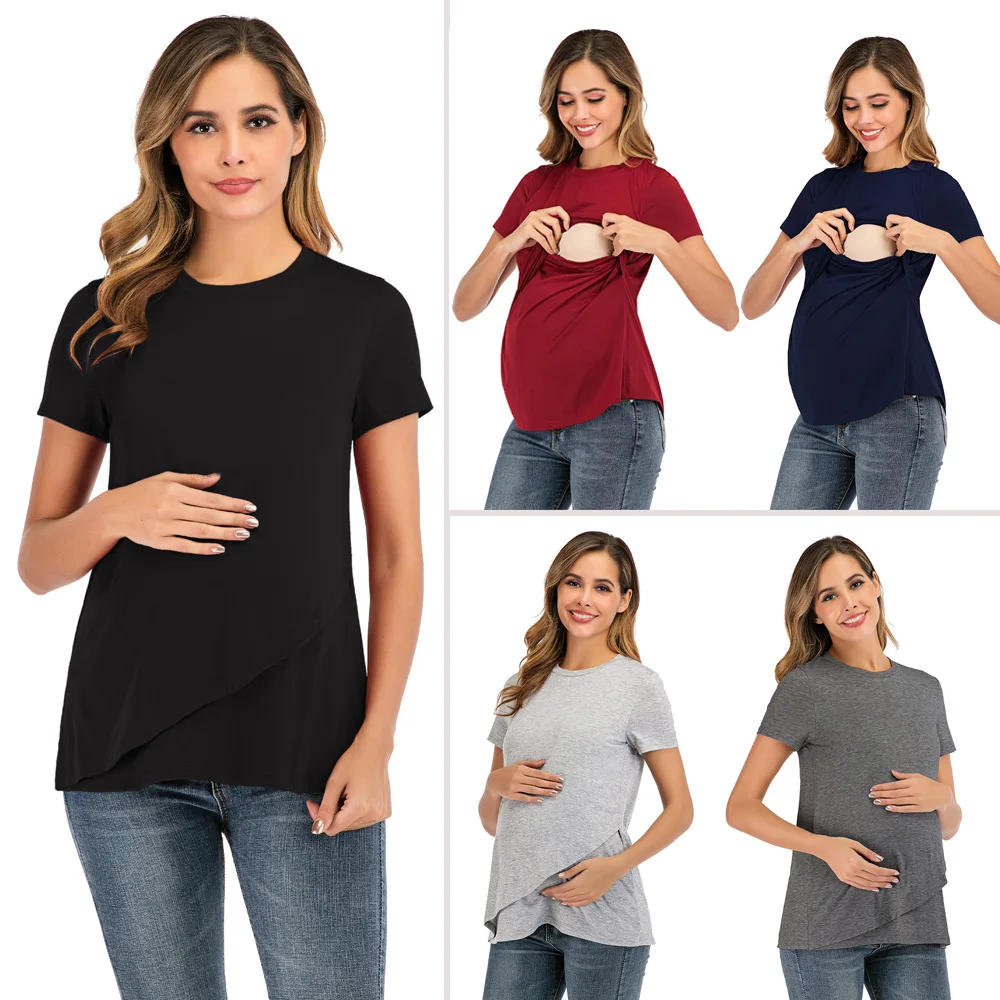 2021 Woman Tshirts New Breastfeeding T-shirt Women's Confinement Clothing Round Neck Short-Sleeve Pullover Maternity T-shirt
2021 Woman Tshirts New Breastfeeding T-shirt Women's Confinement Clothing Round Neck Short-Sleeve Pullover Maternity T-shirt