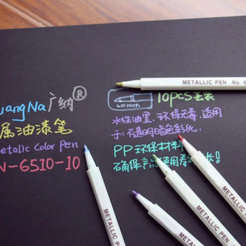 10 Pieces/box Metallic Color Pen Drawing Painting Marker Art Pen Paper Students Marker Pen Stationery Pens For Black Writin T1O0
10 Pieces/box Metallic Color Pen Drawing Painting Marker Art Pen Paper Students Marker Pen Stationery Pens For Black Writin T1O0