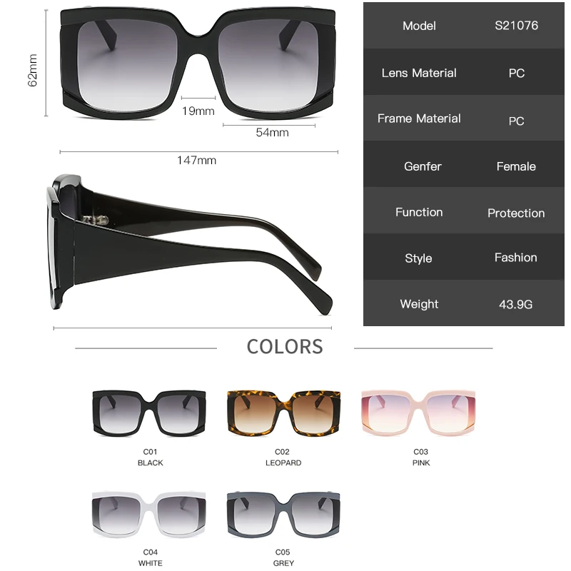 Oversized Square Sunglasses Women Fashion Brand Big Frame Sun Glasses Ladies Vintage Gradient Female Glasses Oculos Feminino
Oversized Square Sunglasses Women Fashion Brand Big Frame Sun Glasses Ladies Vintage Gradient Female Glasses Oculos Feminino