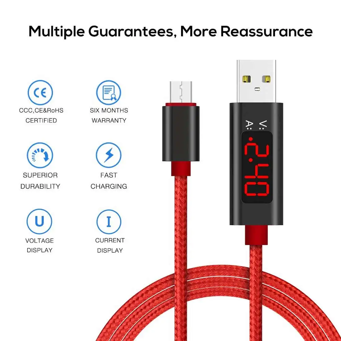 Type C USB Fast Charging USB With Digital Display Data Mobile Phone Cable Voltage and Current for Android Nylon Braided
Type C USB Fast Charging USB With Digital Display Data Mobile Phone Cable Voltage and Current for Android Nylon Braided