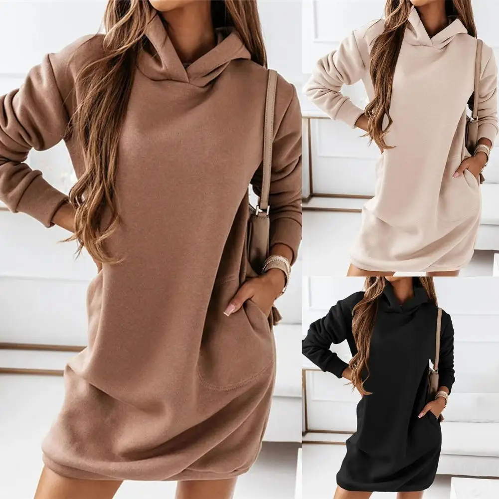 Women's Dress Solid Color Hooded Casual Pullover Hoodie Dress for Autumn Winter O Neck Loose Fashion Sweatshirt Dress Vestidos
Women's Dress Solid Color Hooded Casual Pullover Hoodie Dress for Autumn Winter O Neck Loose Fashion Sweatshirt Dress Vestidos