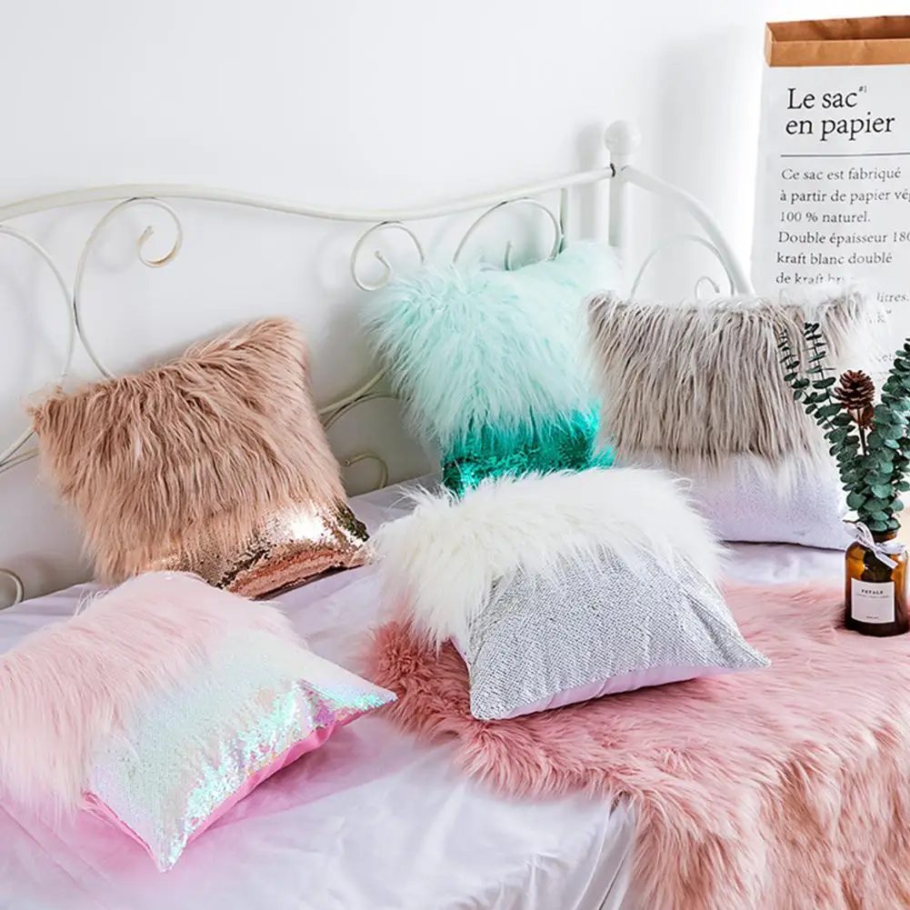 Pillow Case Portable Fashion Decorative Plush Sequins Stitching Pillow Case for Household
Pillow Case Portable Fashion Decorative Plush Sequins Stitching Pillow Case for Household