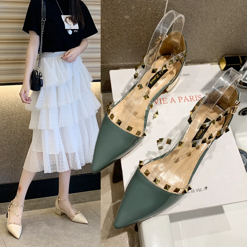 Women's shoes rivet sandals female summer 8CM thin strap super high heel pointed square heel sexy nightclub shoes
Women's shoes rivet sandals female summer 8CM thin strap super high heel pointed square heel sexy nightclub shoes