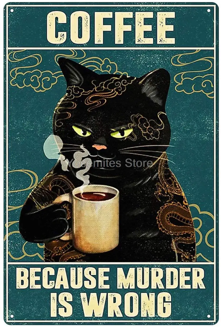 

Metall Zinn Zeichen von Katze Kaffee Stil Es der Weil Murder ist Falsch Vintage Retro Zeichen Kaffee und Bar Wand kunst Dekor Ei