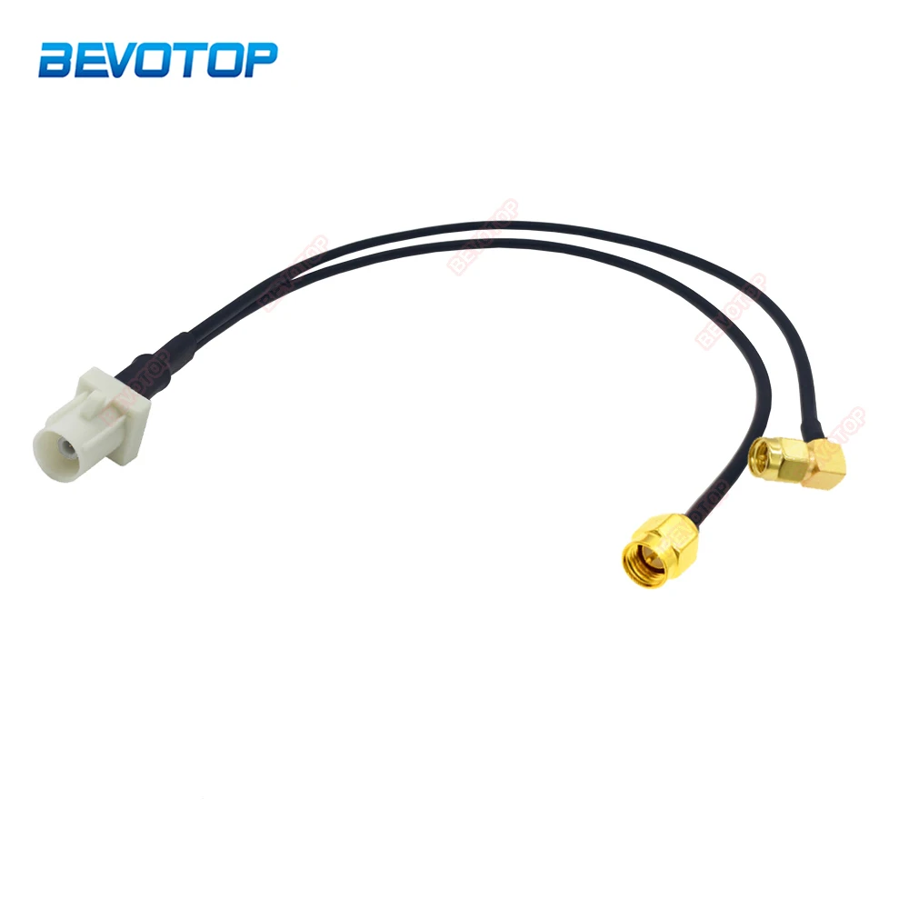New White Fakra B Male Plug to 1 x SMA Male Plug &1 x SMA 90 Degree RG174 Y Type Splitter Combined Cable 50cm Pigtail Cable
New White Fakra B Male Plug to 1 x SMA Male Plug &1 x SMA 90 Degree RG174 Y Type Splitter Combined Cable 50cm Pigtail Cable