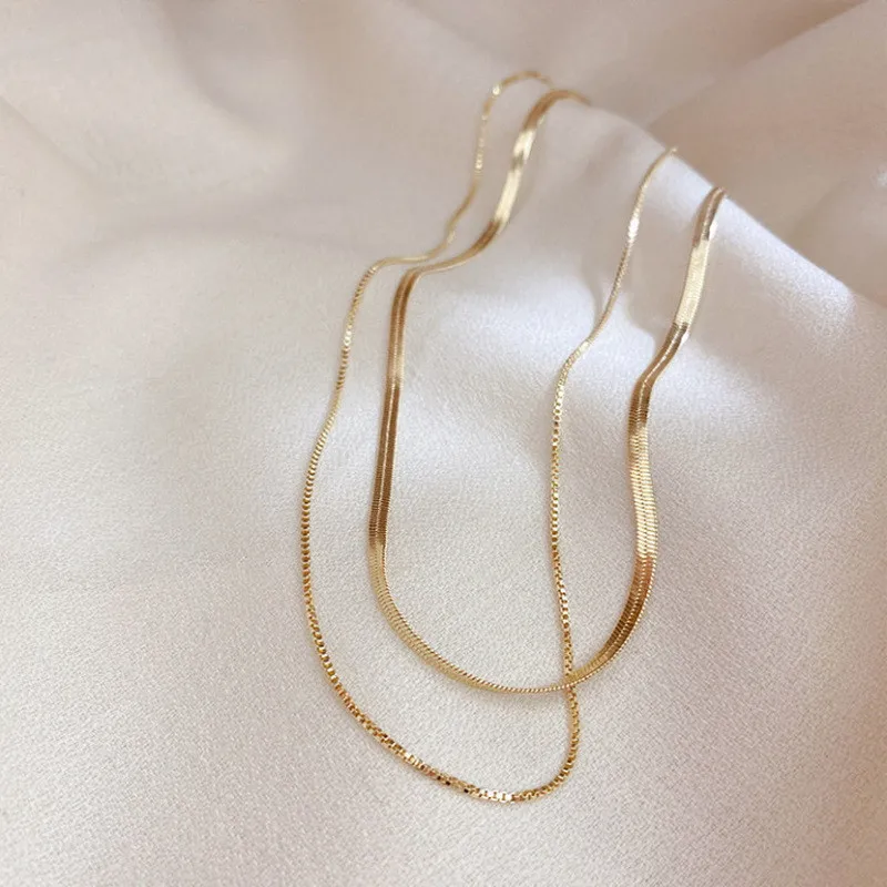 Exquisite Titanium Steel Double Chain Clavicle Necklace For Women Trendy Stainless Steel Chokers Collares Female Neck Jewelry
Exquisite Titanium Steel Double Chain Clavicle Necklace For Women Trendy Stainless Steel Chokers Collares Female Neck Jewelry