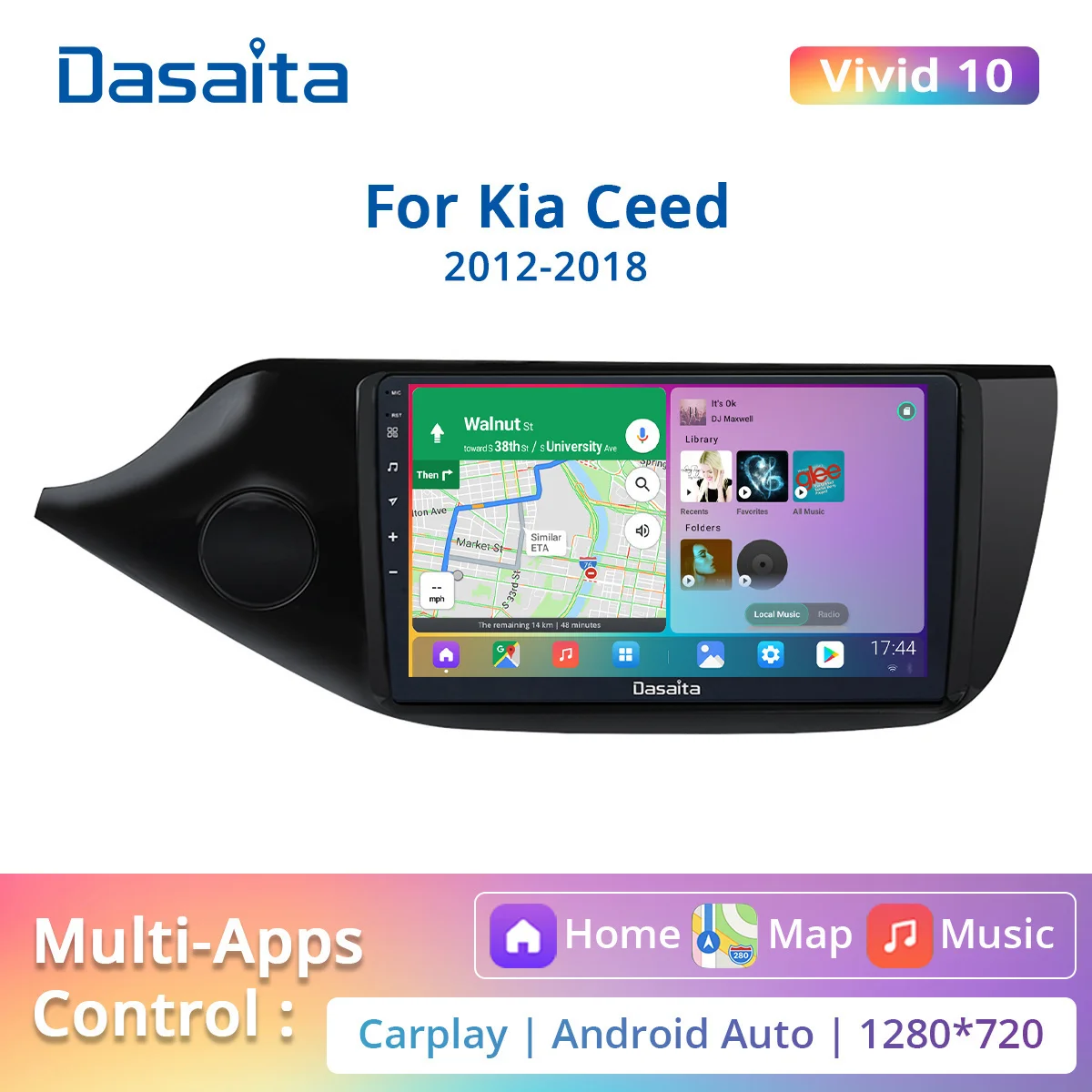 Dasaita яркая для Kia ceed радио 2012 2013 2014 2015 2016 Авто Стерео навигация 9 "IPS экран