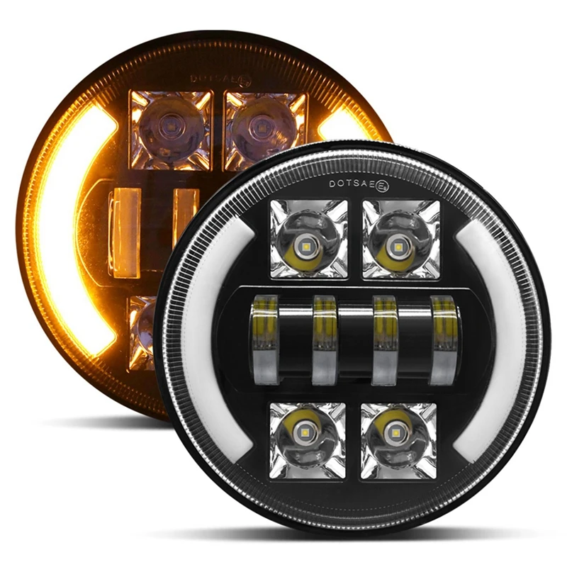 

7 Inch LED Headlights Halo Daytime Running Light Angel Eyes for Jeep Wrangler JK TJ CJ LJ AM General Hummer Pair