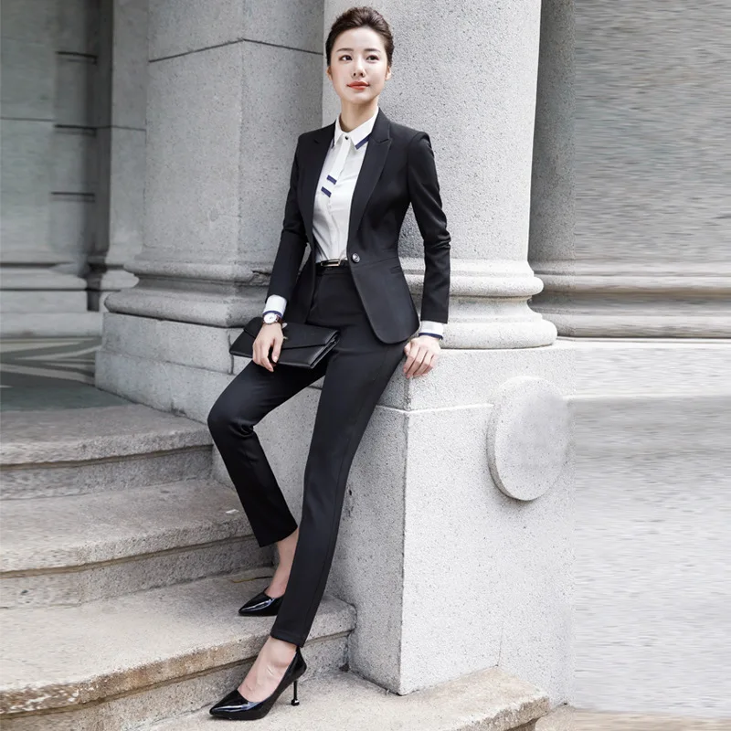 Professional Women's Suits Autumn Winter Fashion Simple Temperament Wild High-End Women Two-Piece Pant Suits Clothes 2021 New 
Professional Women's Suits Autumn Winter Fashion Simple Temperament Wild High-End Women Two-Piece Pant Suits Clothes 2021 New