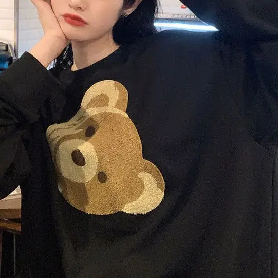 Женская свободная толстовка с вышивкой, Свитшот оверсайз с милым медведем, милый пуловер, серый пуловер, топ, повседневная одежда 2021
Женская свободная толстовка с вышивкой, Свитшот оверсайз с милым медведем, милый пуловер, серый пуловер, топ, повседневная одежда 2021