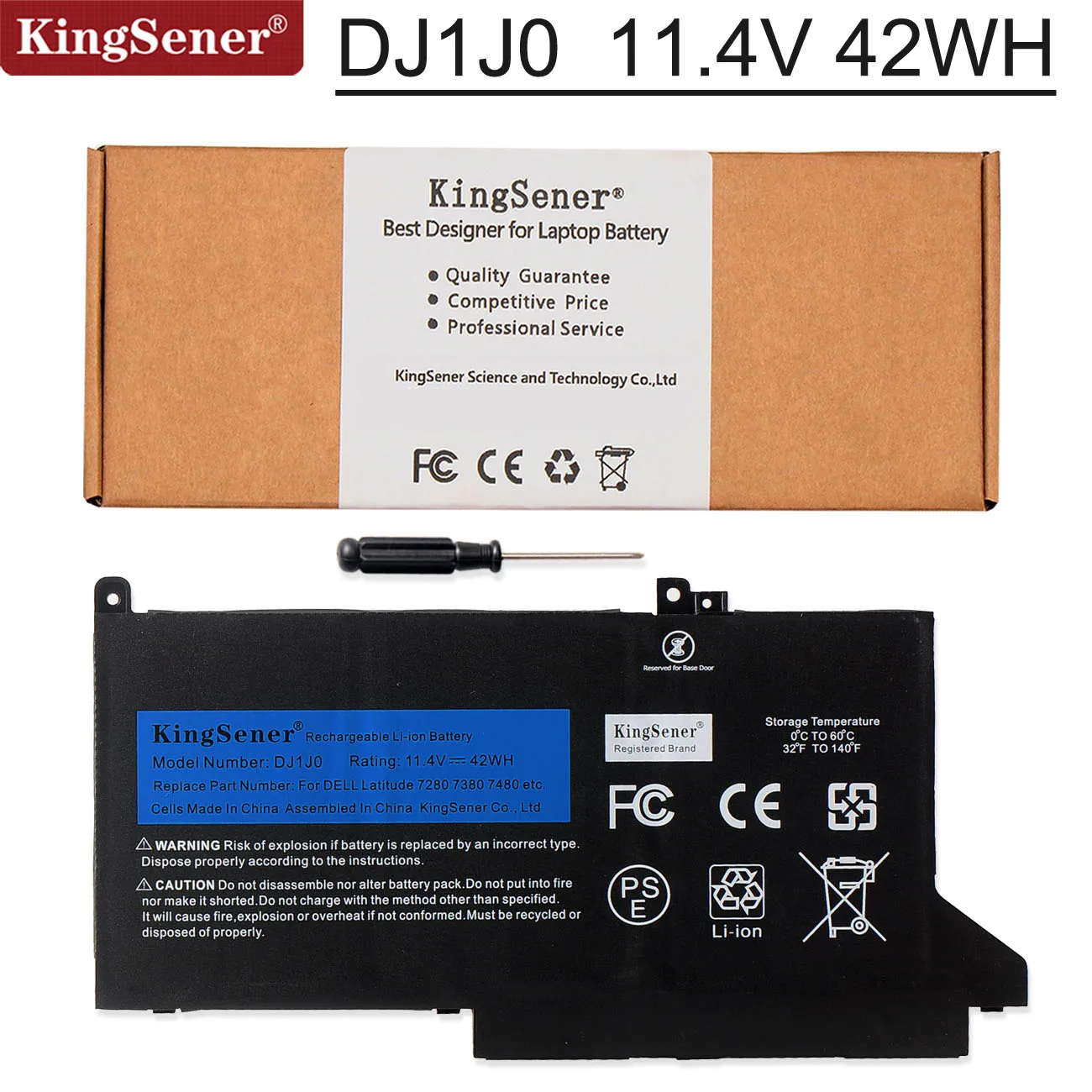 Аккумулятор Kingsener DJ1J0 для ноутбука DELL Latitude 12 7000 7280 7380 7480 серии PGFX4 ONFOH DJ1JO 11 4 в