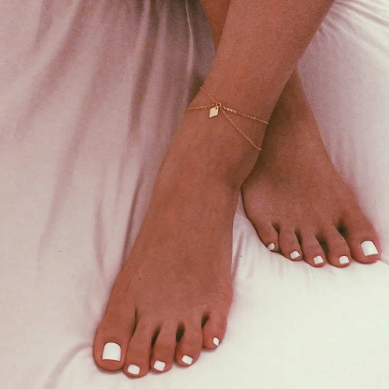 New Diamond-Shaped Anklet Gold-Plated Chain Anklet Simple Double-Circle Anklet 
New Diamond-Shaped Anklet Gold-Plated Chain Anklet Simple Double-Circle Anklet
