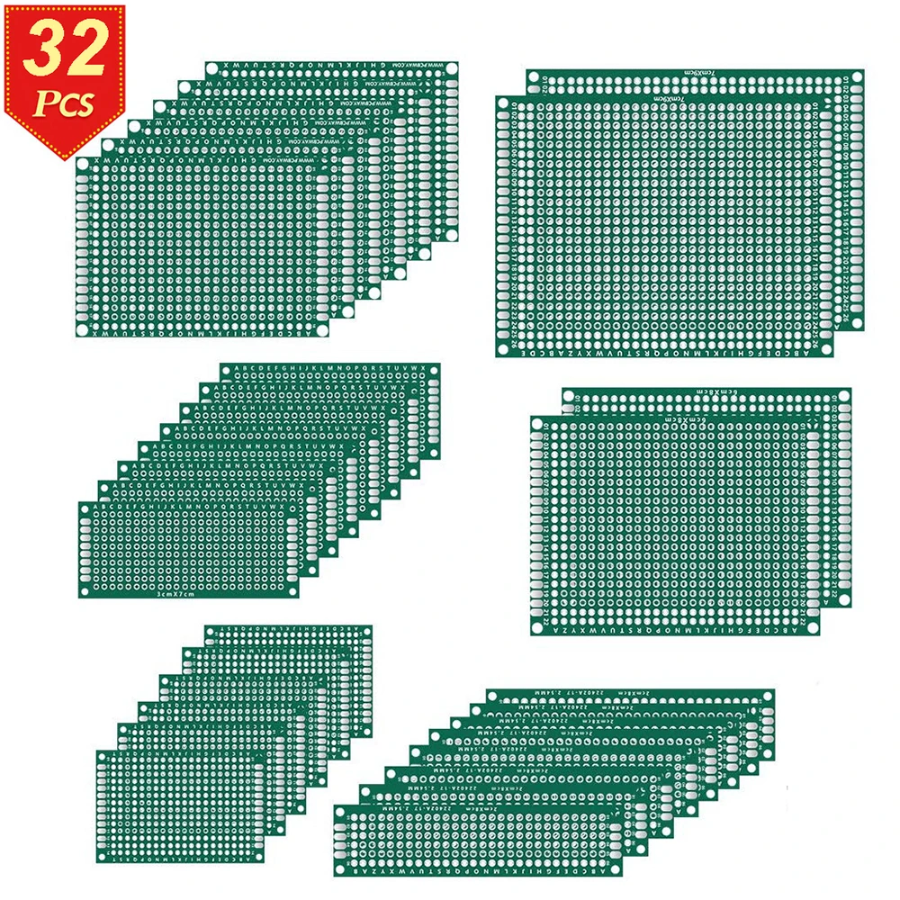 PCB 32 Universal Board Prototype for Arduino Copper Double Side 4x6 5x7 3x7 2x8 Kit FR4 Printed Universal Circuit Perfboard DIY
PCB 32 Universal Board Prototype for Arduino Copper Double Side 4x6 5x7 3x7 2x8 Kit FR4 Printed Universal Circuit Perfboard DIY