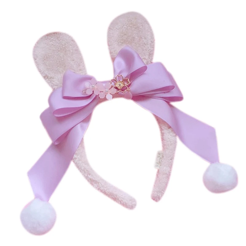 H58E Japanese Lolita Plush Rabbit Ears Headband Sweet Cherry Blossom Bowknot Bunny Hair Hoop Cute Pompom Anime Cosplay Headpiece 
H58E Japanese Lolita Plush Rabbit Ears Headband Sweet Cherry Blossom Bowknot Bunny Hair Hoop Cute Pompom Anime Cosplay Headpiece