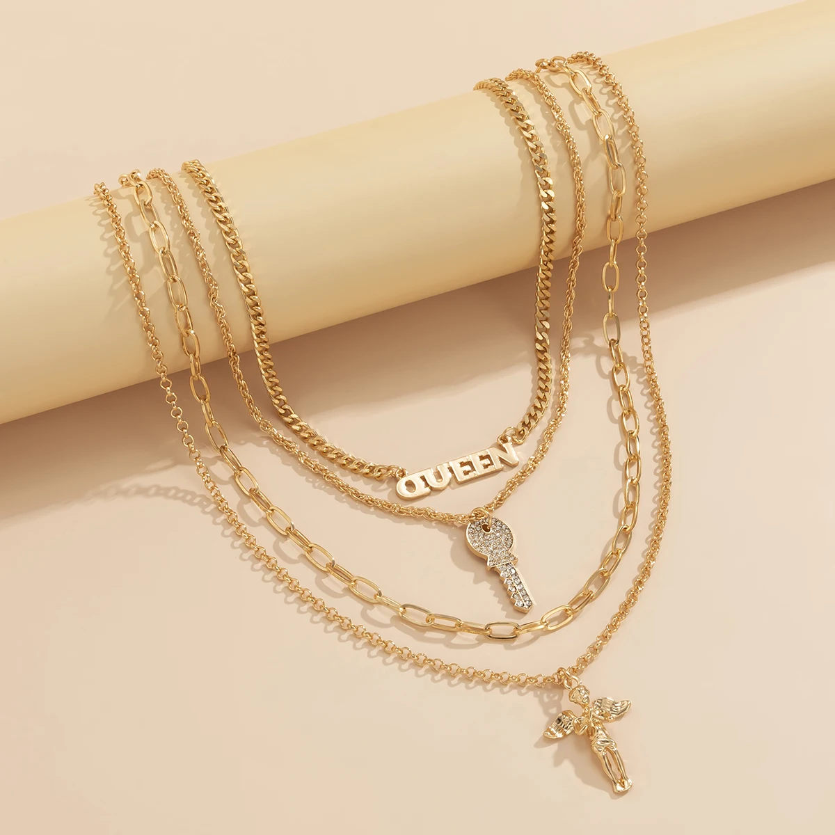 Multi Layer Chain with Key/Letter/Angel Pendant Necklace for Women Punk Gold/Silver Color Chain Necklace Set on the Neck Jewelry
Multi Layer Chain with Key/Letter/Angel Pendant Necklace for Women Punk Gold/Silver Color Chain Necklace Set on the Neck Jewelry