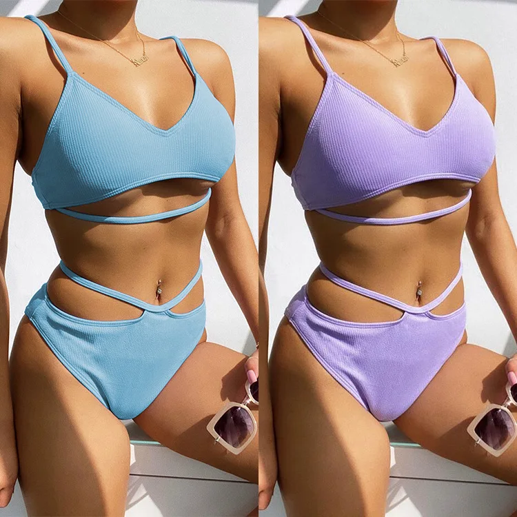 Female Bikini Set Solid Two-Piece Bathing Suit V-Neck Sleeveless Crop Tops+ Bikini Panties Bandage Sleeveless Beachwear
Female Bikini Set Solid Two-Piece Bathing Suit V-Neck Sleeveless Crop Tops+ Bikini Panties Bandage Sleeveless Beachwear