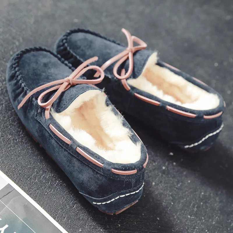 Фото Женские зимние кожаные туфли слипоны Geunie's Walker теплая плюшевая - купить