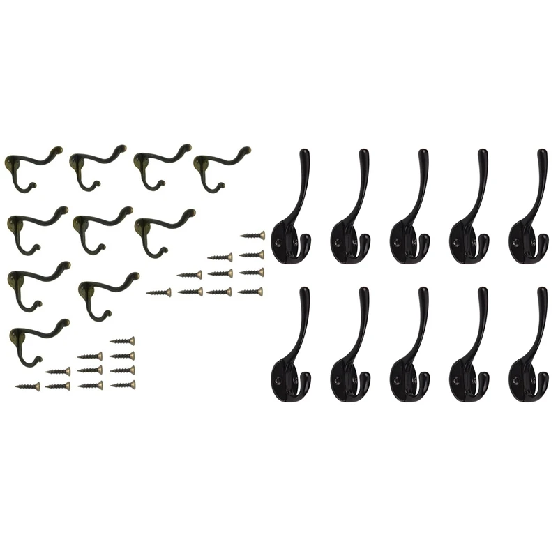 10Pcs Double Coat Hook Classic Antique Industrial Style Iron Hanger & 10 Pcs Bronze Coat Hooks with 20 Pcs Screws
10Pcs Double Coat Hook Classic Antique Industrial Style Iron Hanger & 10 Pcs Bronze Coat Hooks with 20 Pcs Screws
