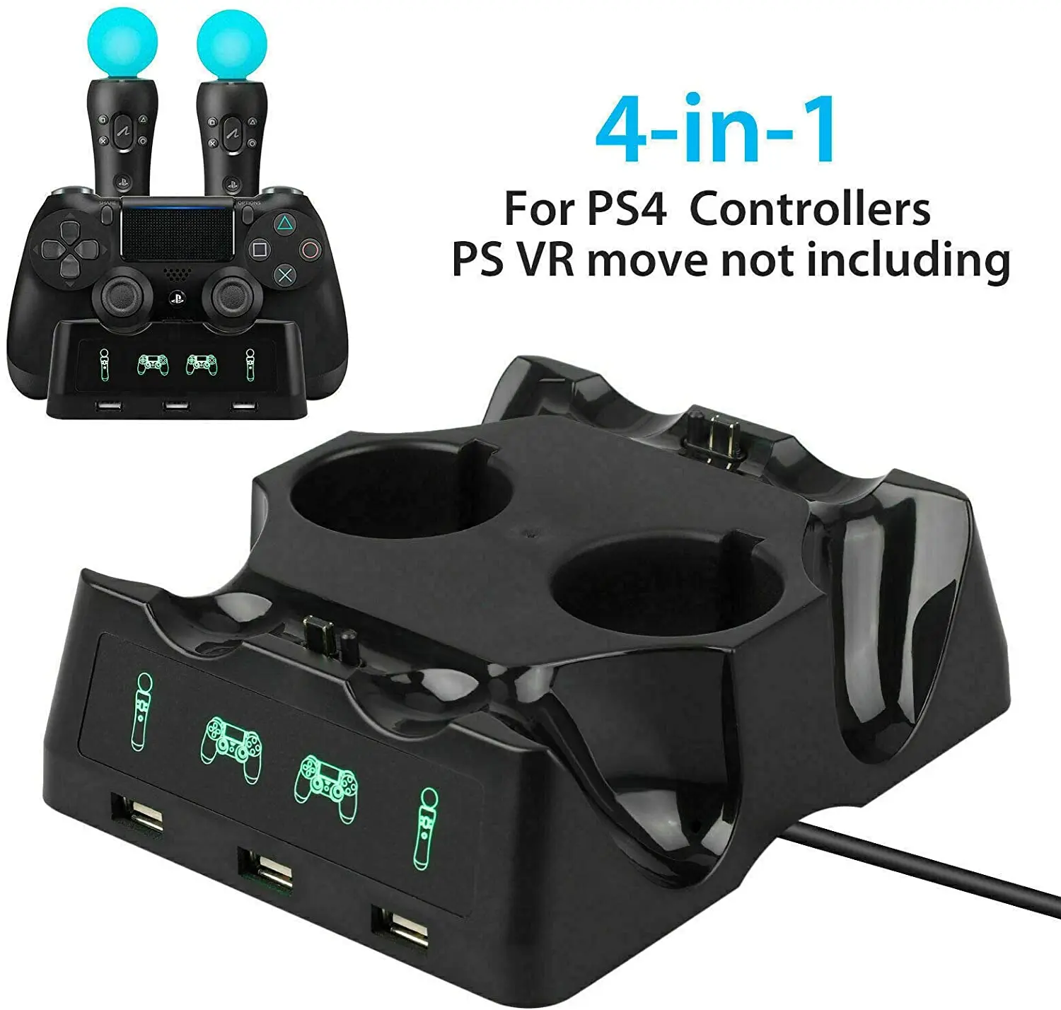 4 in 1 Controller Charger Dock Quick Charging Station Stand for PS4/MOVE/PS4 VR for Dualshock 4 Wireless Controller
4 in 1 Controller Charger Dock Quick Charging Station Stand for PS4/MOVE/PS4 VR for Dualshock 4 Wireless Controller