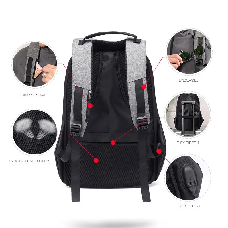 Hot Selling Men Anti-theft Lock Backpack Casual Travel School Bag with Invisible USB Charging Port 
Hot Selling Men Anti-theft Lock Backpack Casual Travel School Bag with Invisible USB Charging Port