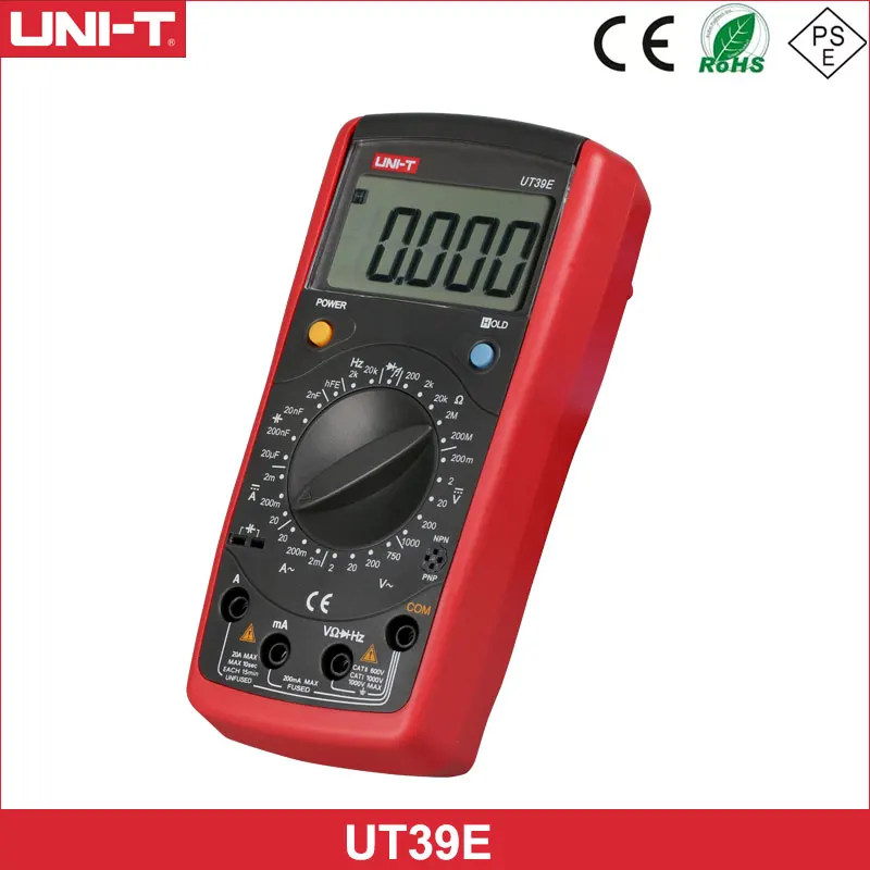 Ручной переключатель дальности UNI-T UT39E, цифровой мультиметр, 4 1/2 цифр, мультиметр, сопротивление/Емкость/проверка частоты
Ручной переключатель дальности UNI-T UT39E, цифровой мультиметр, 4 1/2 цифр, мультиметр, сопротивление/Емкость/проверка частоты