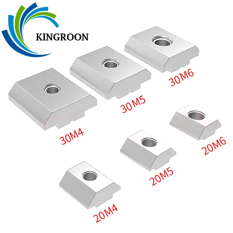 

KINGROON 100pc 50pc M4 M5 M6 T Block Square Nuts T-Track Sliding Hammer Nuts for Fastener 2020 3030 Aluminum Profile