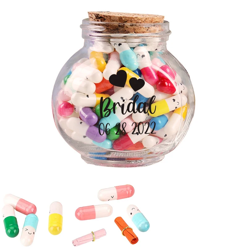 Personalized Custom Bride Message in a Glass Bottle Girlfriend Couple Present 50Pcs Love Capsules Pills Anniversary Box Label
Personalized Custom Bride Message in a Glass Bottle Girlfriend Couple Present 50Pcs Love Capsules Pills Anniversary Box Label