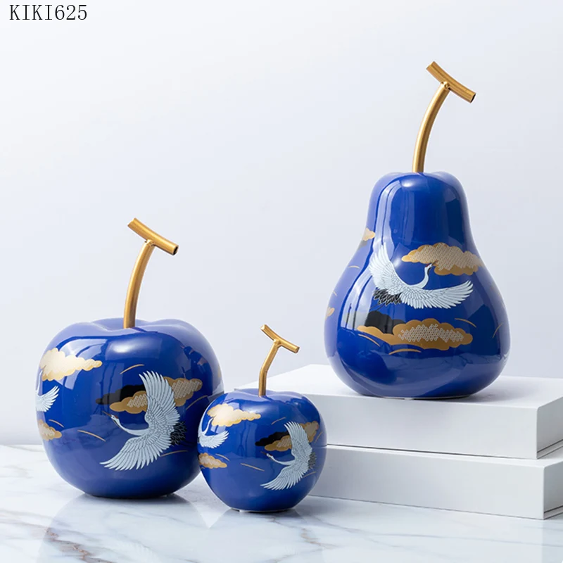 

Творческий Керамическое яблоко груша ремесла скульптура кран узор фрукты декора гостиной столешница фруктовые мебель для дома украшения