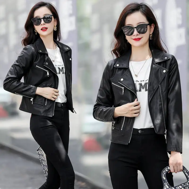 Осенне-зимняя куртка из искусственной кожи, короткое пальто для женщин, куртка для отдыха, модная черная верхняя одежда, готические кожаные ... 
Осенне-зимняя куртка из искусственной кожи, короткое пальто для женщин, куртка для отдыха, модная черная верхняя одежда, готические кожаные ...