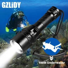 Powerful LED Diving Flashlight Super Bright T6/L2 Professional Underwater Torch IP68 Waterproof rating Lamp Using 18650 Battery