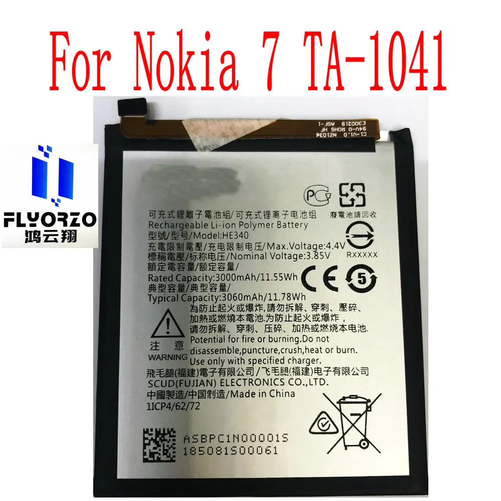 100% Brand new 3000mAh HE340 Battery For Nokia 7 TA-1041 Mobile Phone
100% Brand new 3000mAh HE340 Battery For Nokia 7 TA-1041 Mobile Phone