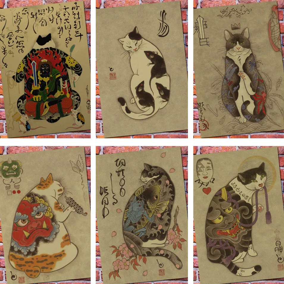 Vintage Paper Retro Anime Poster - Japanese Samurai Cat Tattoo Cat -Posters Cudi Poster/Vintage Home Wall Sticker Decor 42x30cm
Vintage Paper Retro Anime Poster - Japanese Samurai Cat Tattoo Cat -Posters Cudi Poster/Vintage Home Wall Sticker Decor 42x30cm