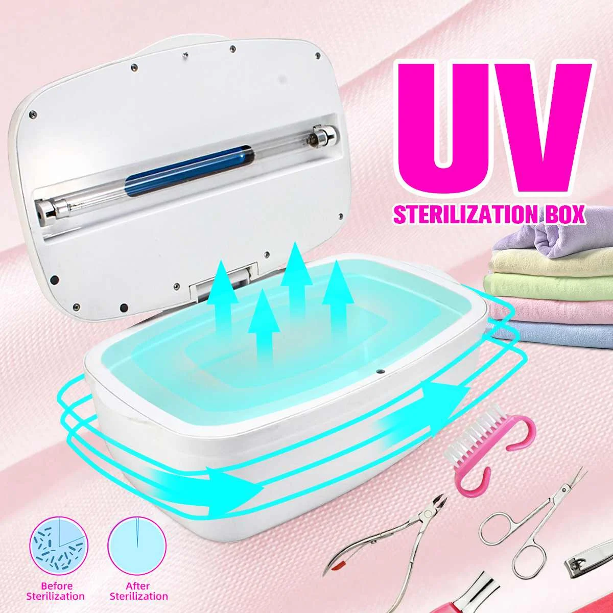 UV Phone Sterilizer Box Jewelry Phones Cleaner Personal Sanitizer Disinfection Cabinet with Aroma Esterilizador For Mask 6.5L
UV Phone Sterilizer Box Jewelry Phones Cleaner Personal Sanitizer Disinfection Cabinet with Aroma Esterilizador For Mask 6.5L